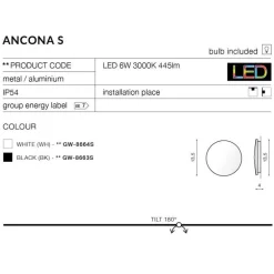 Azzardo Ancona - kinkiet led z IP54
