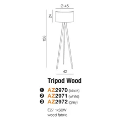 Azzardo Tripod Wood lampa podłogowa jednopunktowa