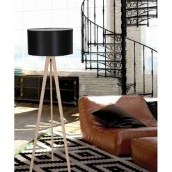 Azzardo Tripod Wood lampa podłogowa jednopunktowa