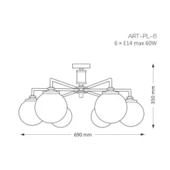 Kutek Mood Artu PL 6 Glass - plafon