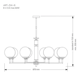 Kutek Mood Artu ZW 8 Glass - lampa wisząca nowoczesna