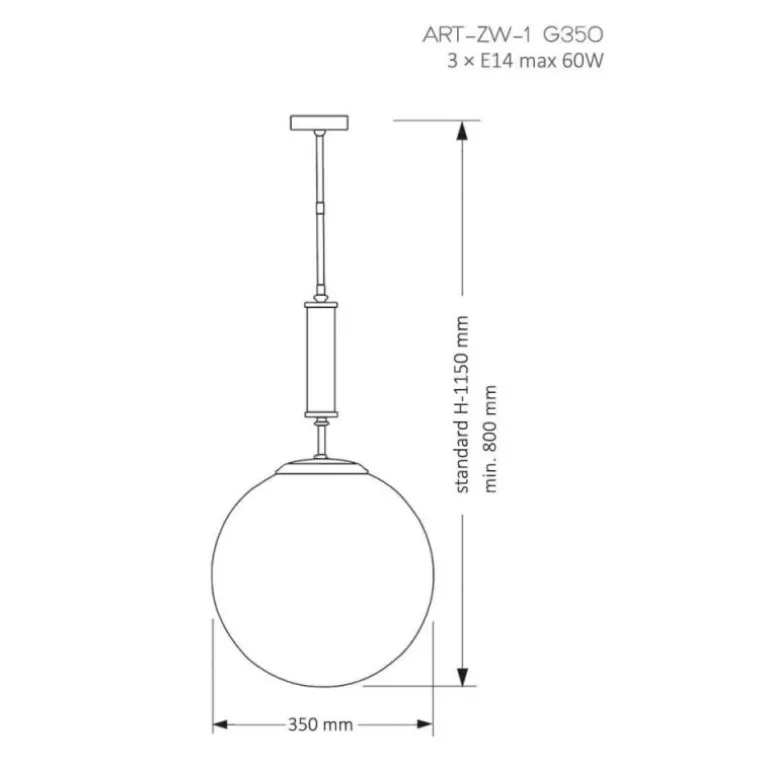 Kutek Mood Artu ZW 1 Glass 35 - lampa wisząca nowoczesna